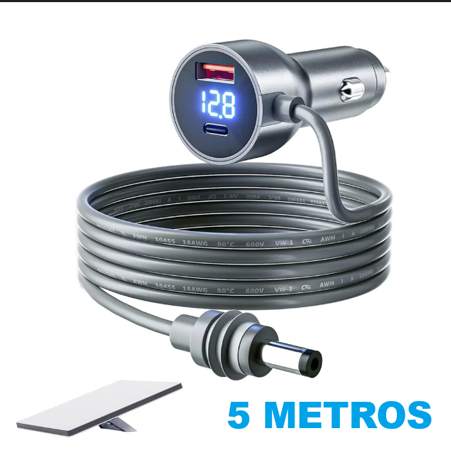 CARGADOR 5 METROS CIGARRERA VOLTIMETRO